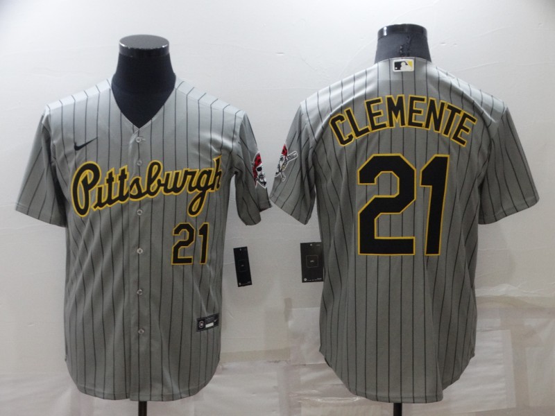 Men's Pittsburgh Pirates Roberto Clemente #21 Gray Authentic Jersey
